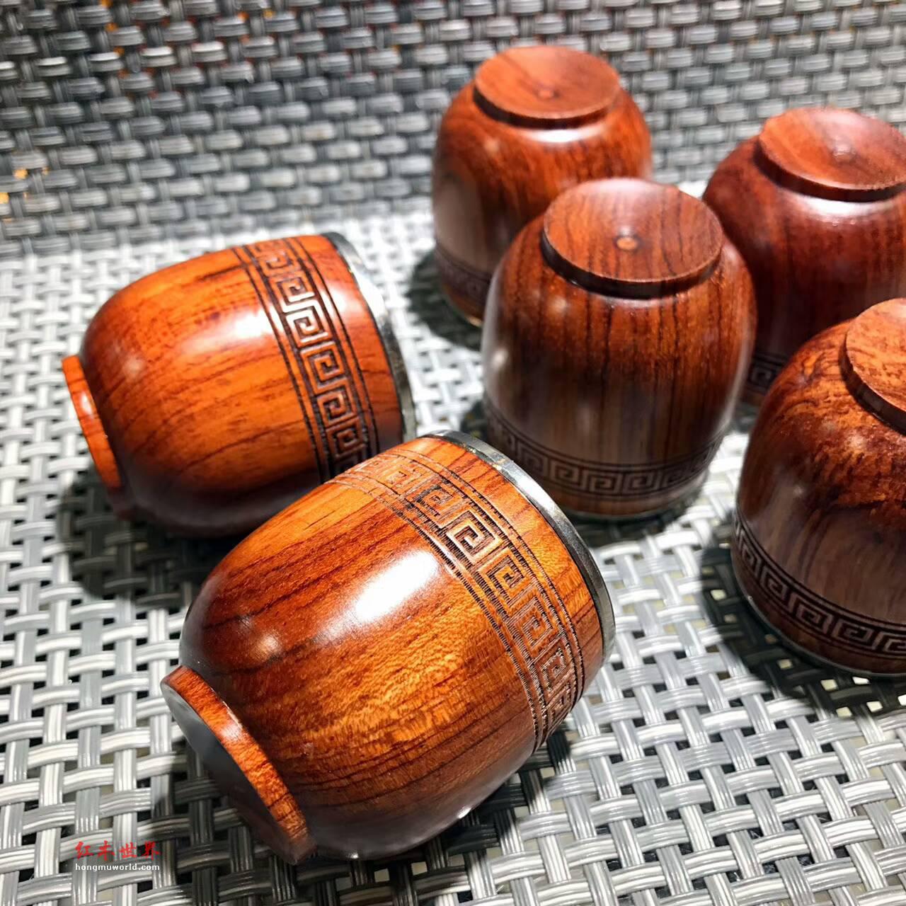 进口烘干花梨木外壳加304不锈钢内胆小酒杯 独特创意礼品-7