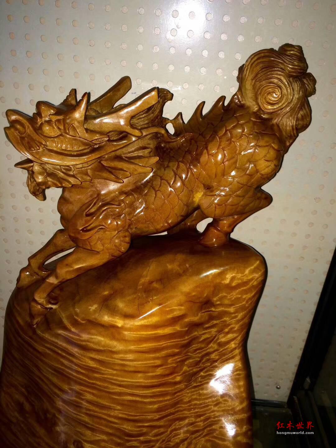 金丝楠枯木料摆件 麒麟送子镇宅招福精品好礼-6