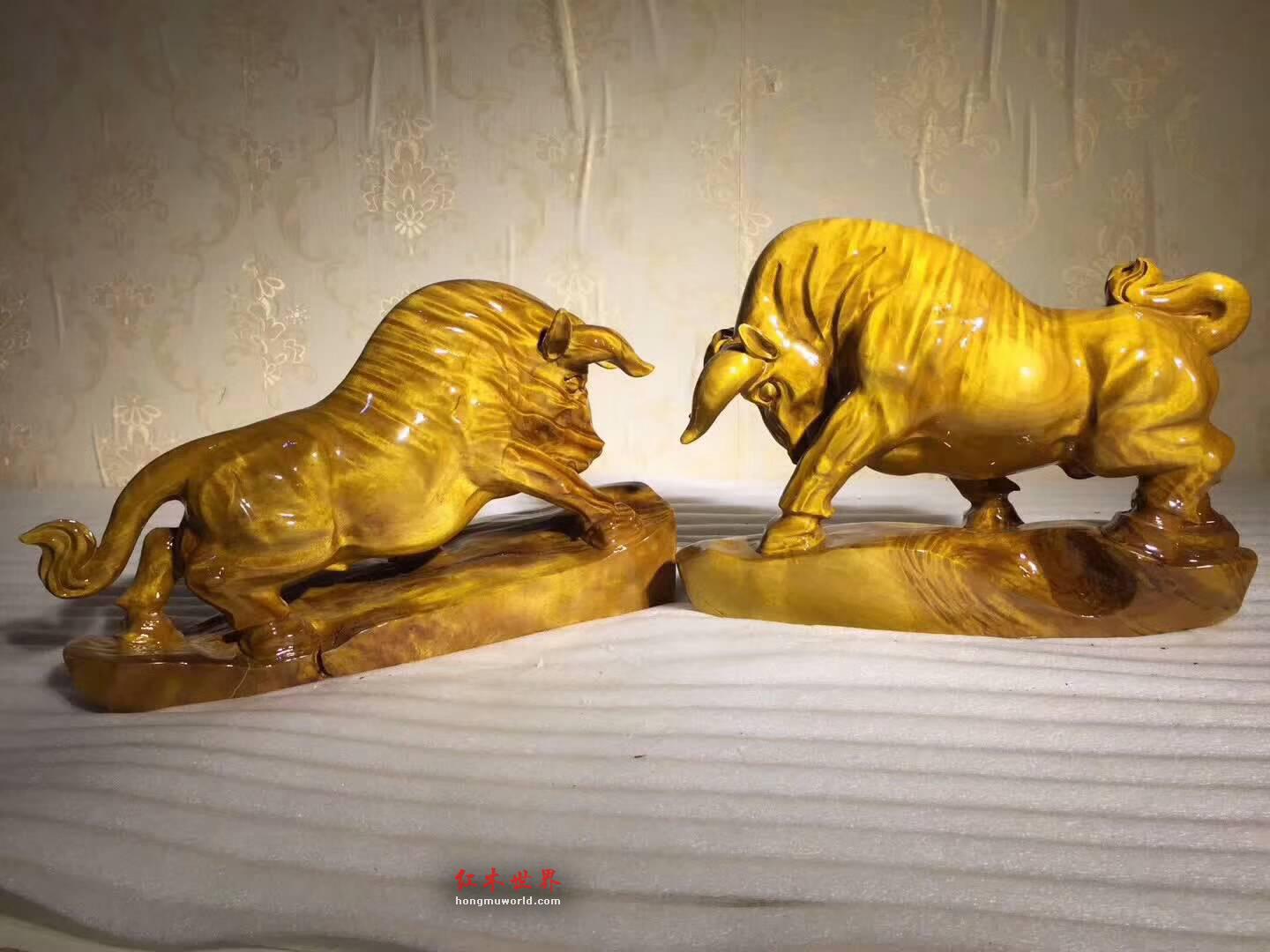 小叶桢楠工艺品《斗牛》一对 让你立马牛气冲天-6
