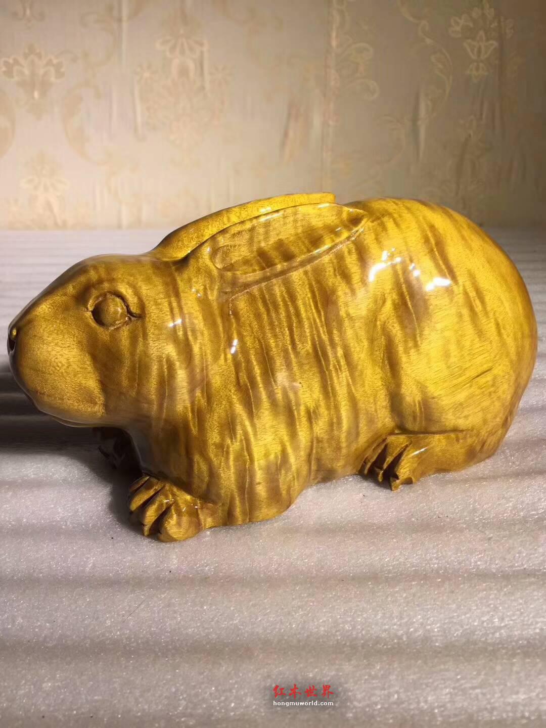 小叶桢楠工艺品《玉兔》饱满厚实可做手把件-3