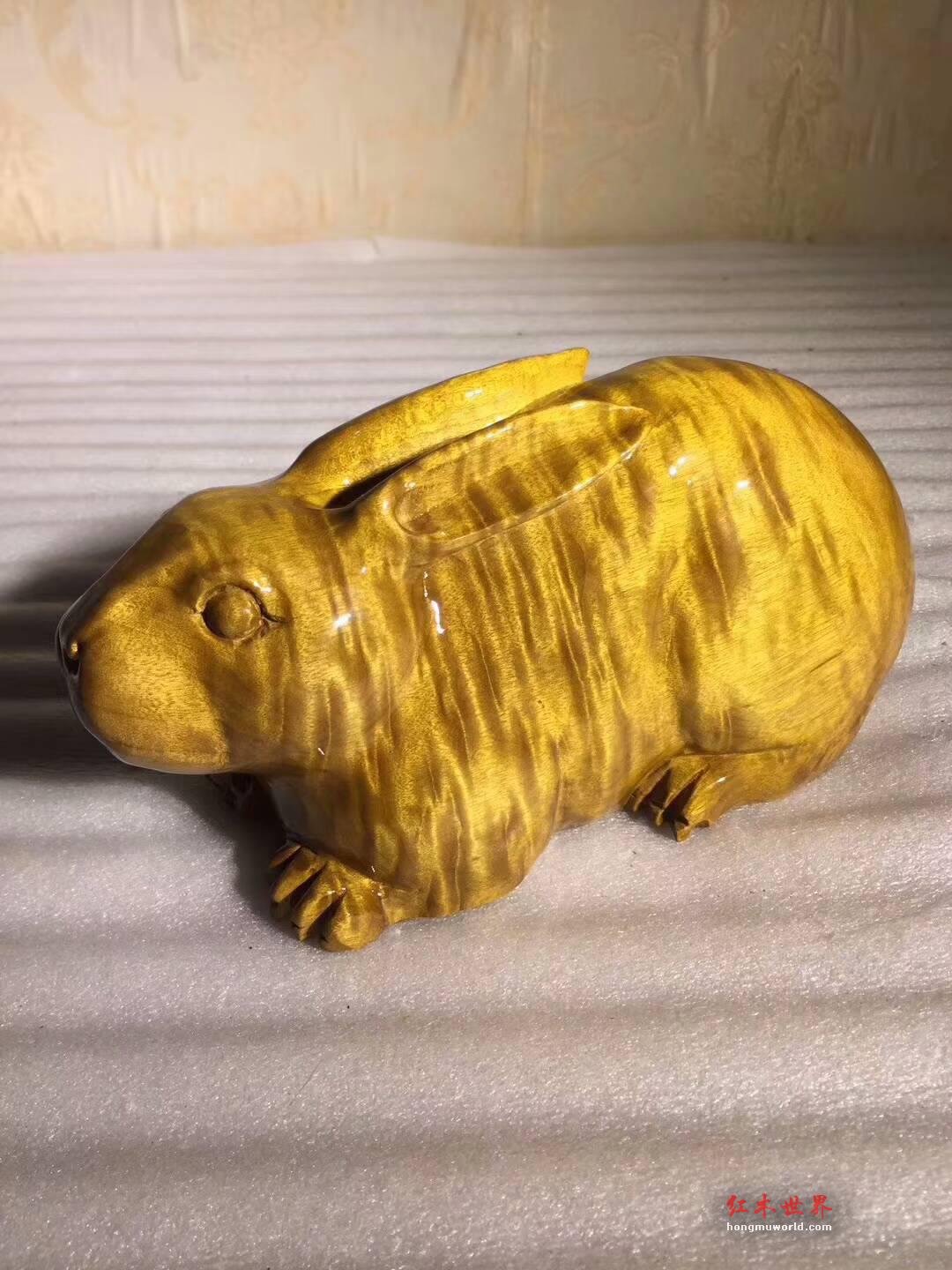 小叶桢楠工艺品《玉兔》饱满厚实可做手把件-2