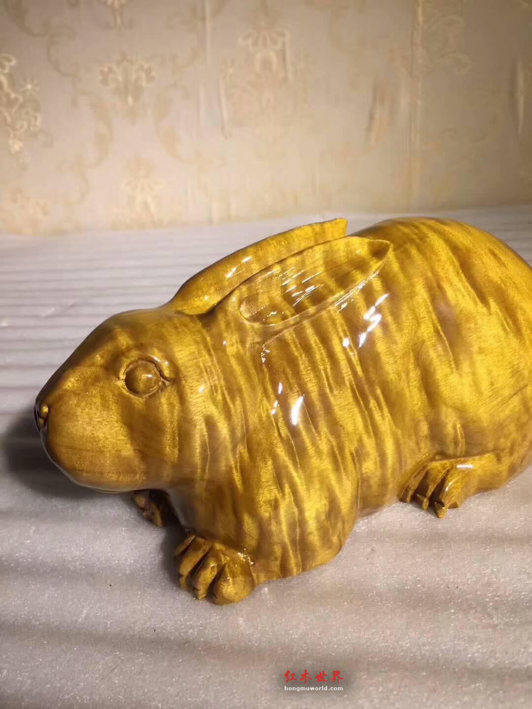小叶桢楠工艺品《玉兔》饱满厚实可做手把件-4