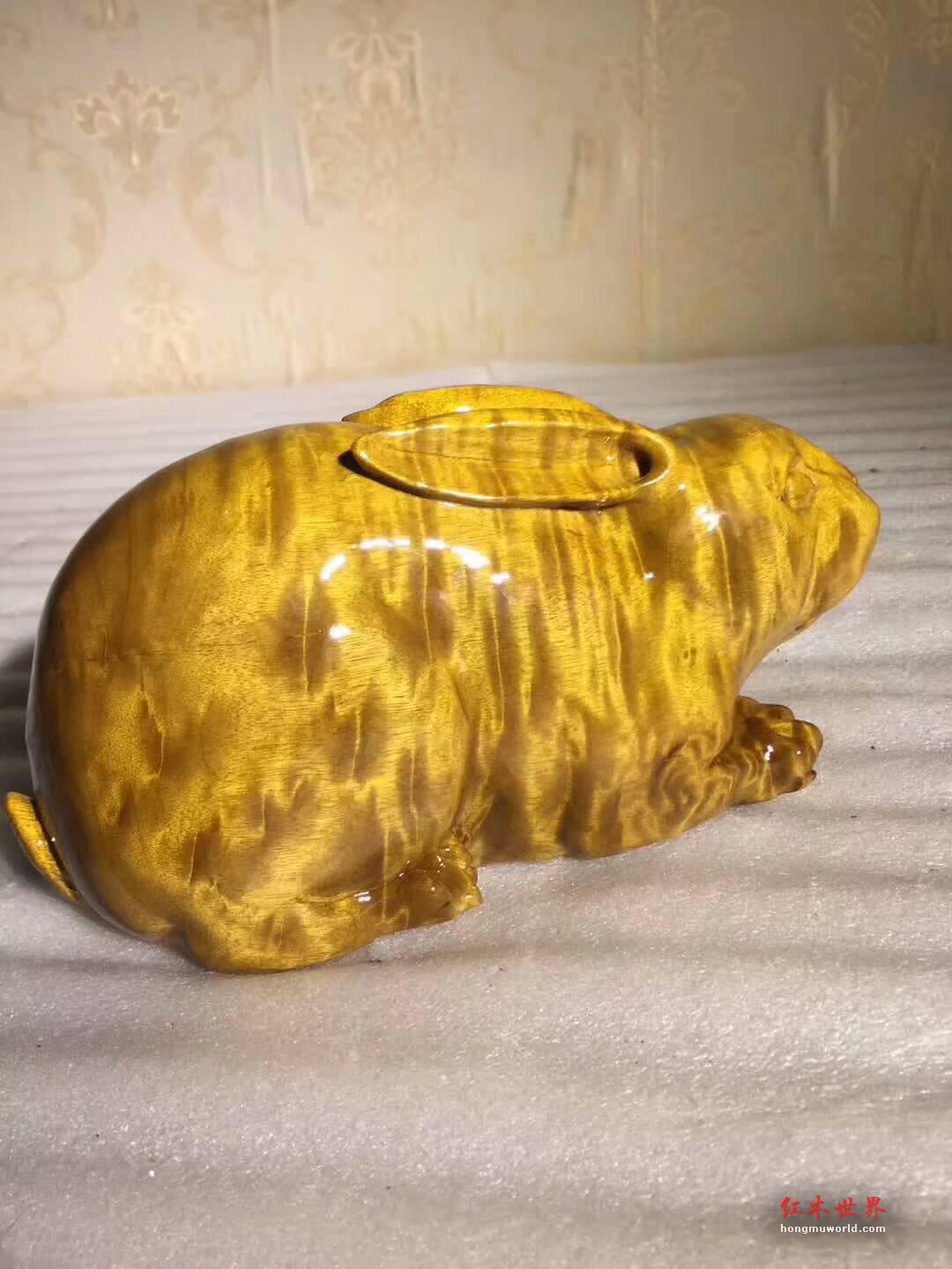 小叶桢楠工艺品《玉兔》饱满厚实可做手把件-5