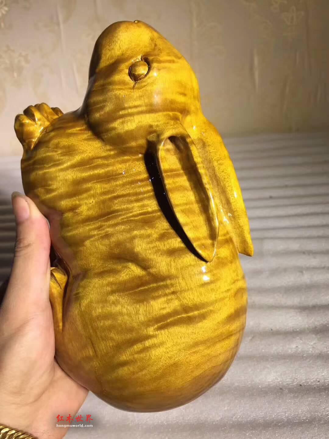 小叶桢楠工艺品《玉兔》饱满厚实可做手把件-7
