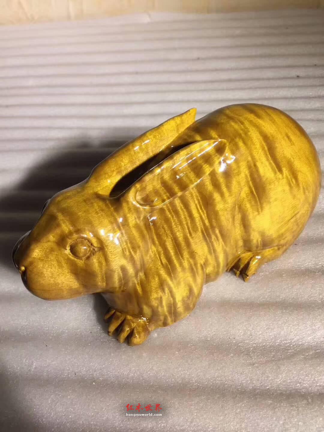 小叶桢楠工艺品《玉兔》饱满厚实可做手把件-6