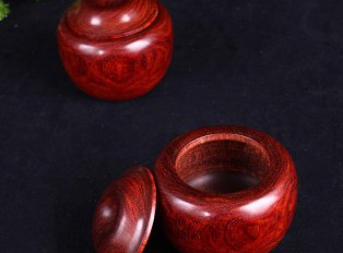 印度小叶紫檀围棋罐(一对） 木质工艺品摆件