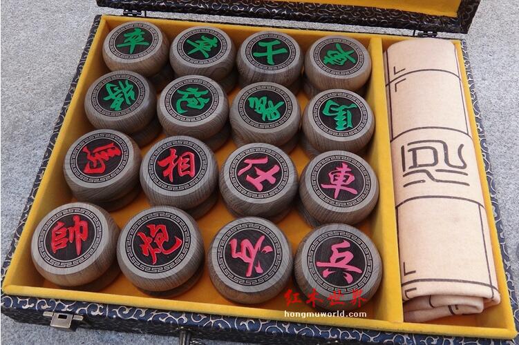 四川金丝楠木阴沉木中国象棋实木木雕-8